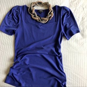 \\Express | Royal Blue Short Buff Sleeves Shirt